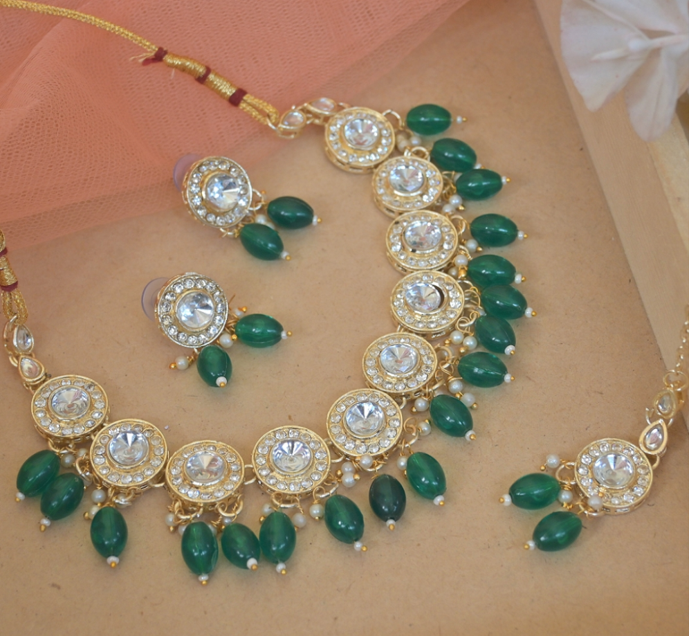 Sarika Polki Lookalike Necklace - Green