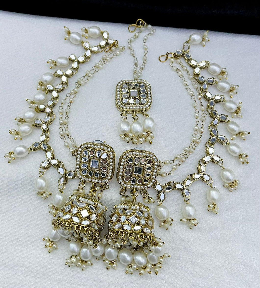 Suchi Mirror Work Earrings & Tikka Set