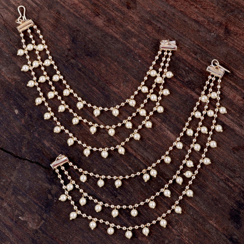 Bahubali Sleek Ear Chain - Light Golden