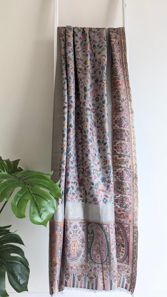 Pashmina shawl with intricate embroidery. Perfect for both men & women. Gift options, handmade shawls, Indian shawl. Perfect for gifting. Christmas gift, Eid gift.