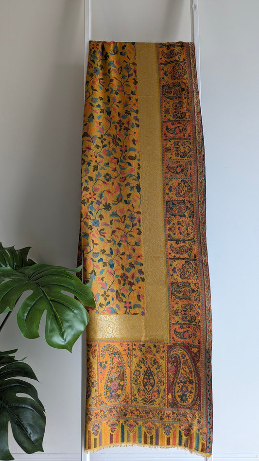 Unisex Kani Stole - Yellow