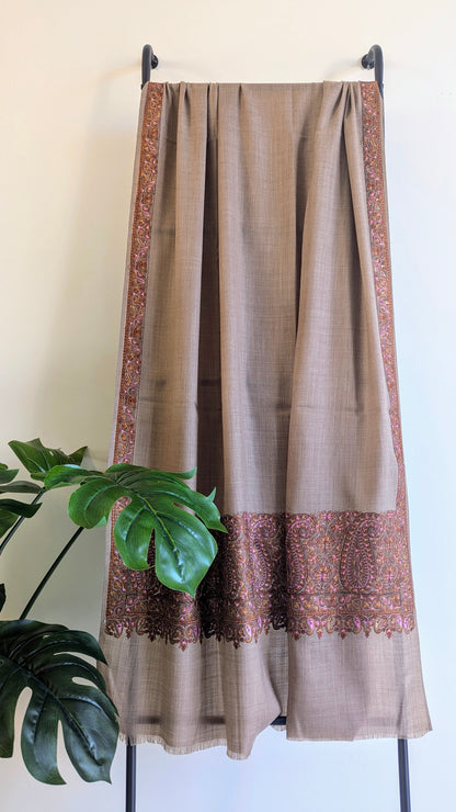 Unisex Brown Shawl w/ Border
