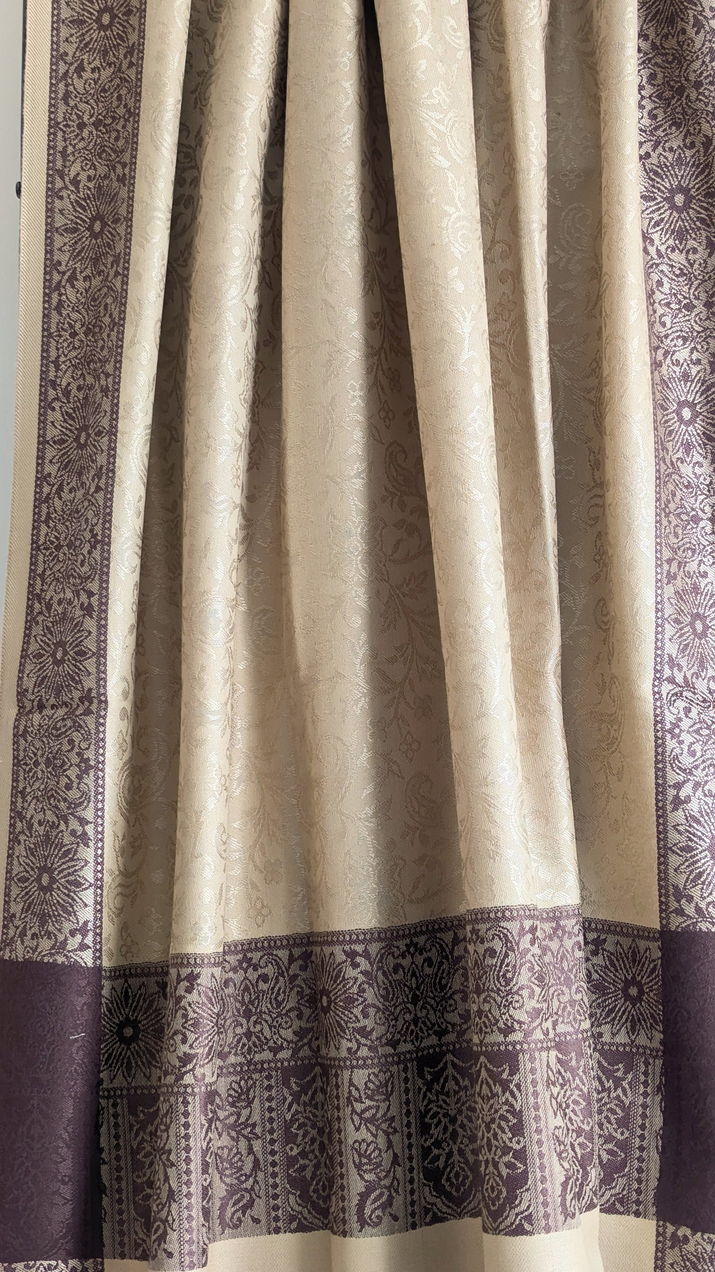 Economic Handmade Pashmina shawls from Kashmir in a classy brown color with beautiful hand done thread work with brown thread. Great gift for parents, mothers, mother in law (MIL). Very high quality shawl available in different sizes only at Sufna Canada Ajax GTA Toronto Ontario