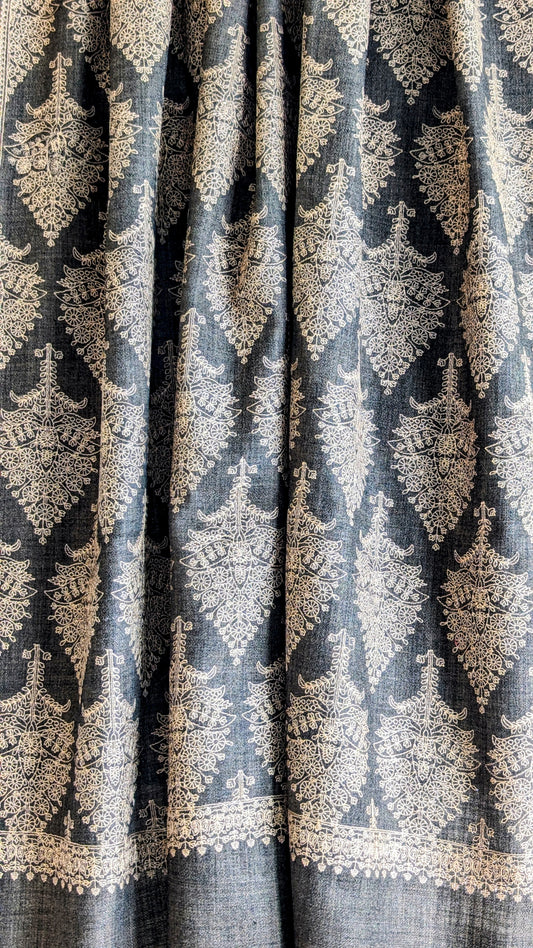 Handmade Pashmina shawls from Kashmir in a classy gray brown color with beautiful hand done thread work. Great gift for parents, mothers, mother in law (MIL). Very high quality shawl available in different sizes only at Sufna Canada