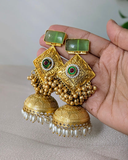 Anamika Jhumka - Mint Green