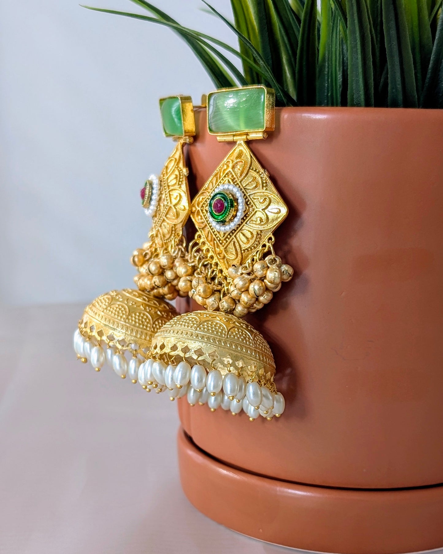 Anamika Jhumka - Mint Green