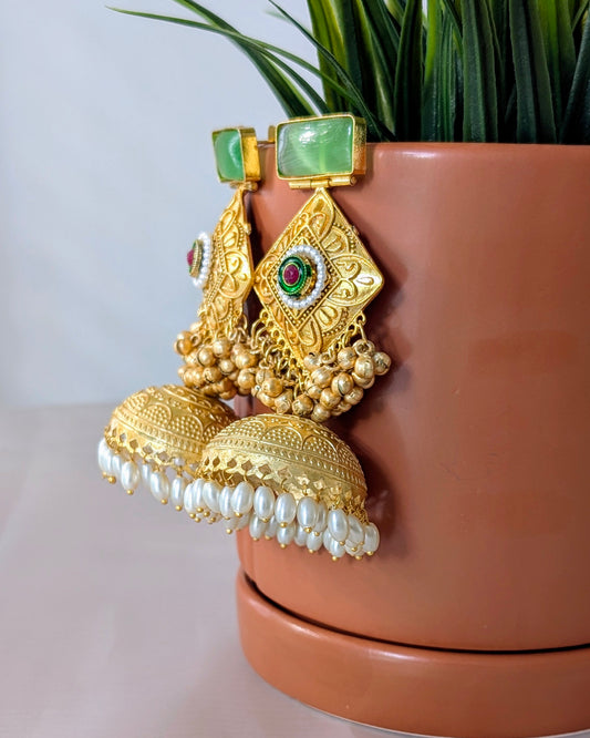 Anamika Jhumka - Mint Green