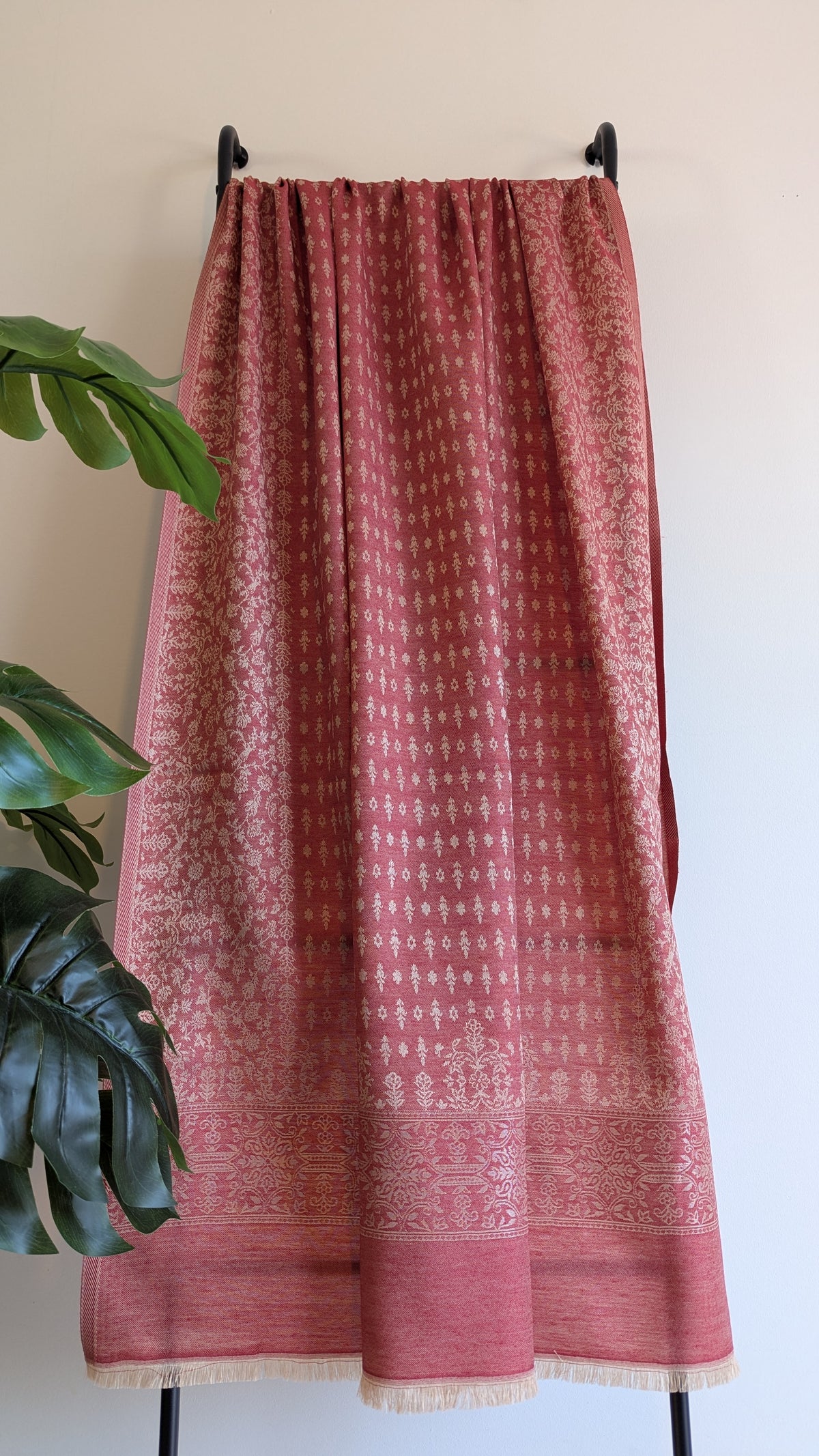 Kani Weave Zari Shawl - Rust