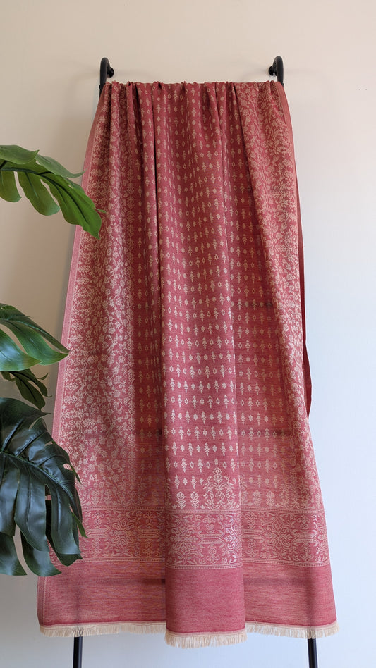Kani Weave Zari Shawl - Rust