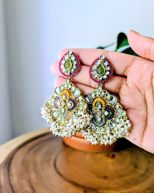 Dani Multicolored Kundan Pearl Earrings - 1