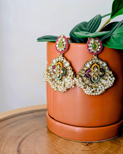 Dani Multicolored Kundan Pearl Earrings - 1