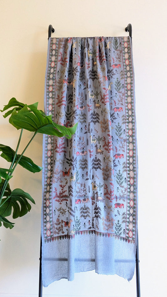 Kalamkari Pashmina Stole - Lavender