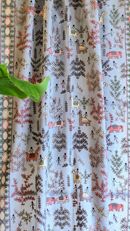 Kalamkari Pashmina Stole - Lavender