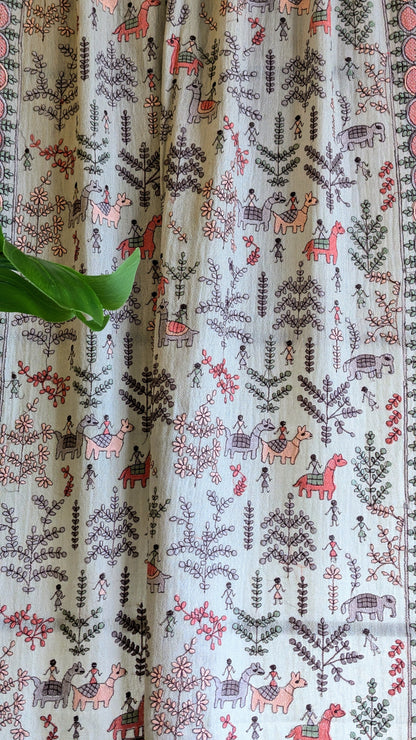 Kalamkari Pashmina Stole - Mint Blue