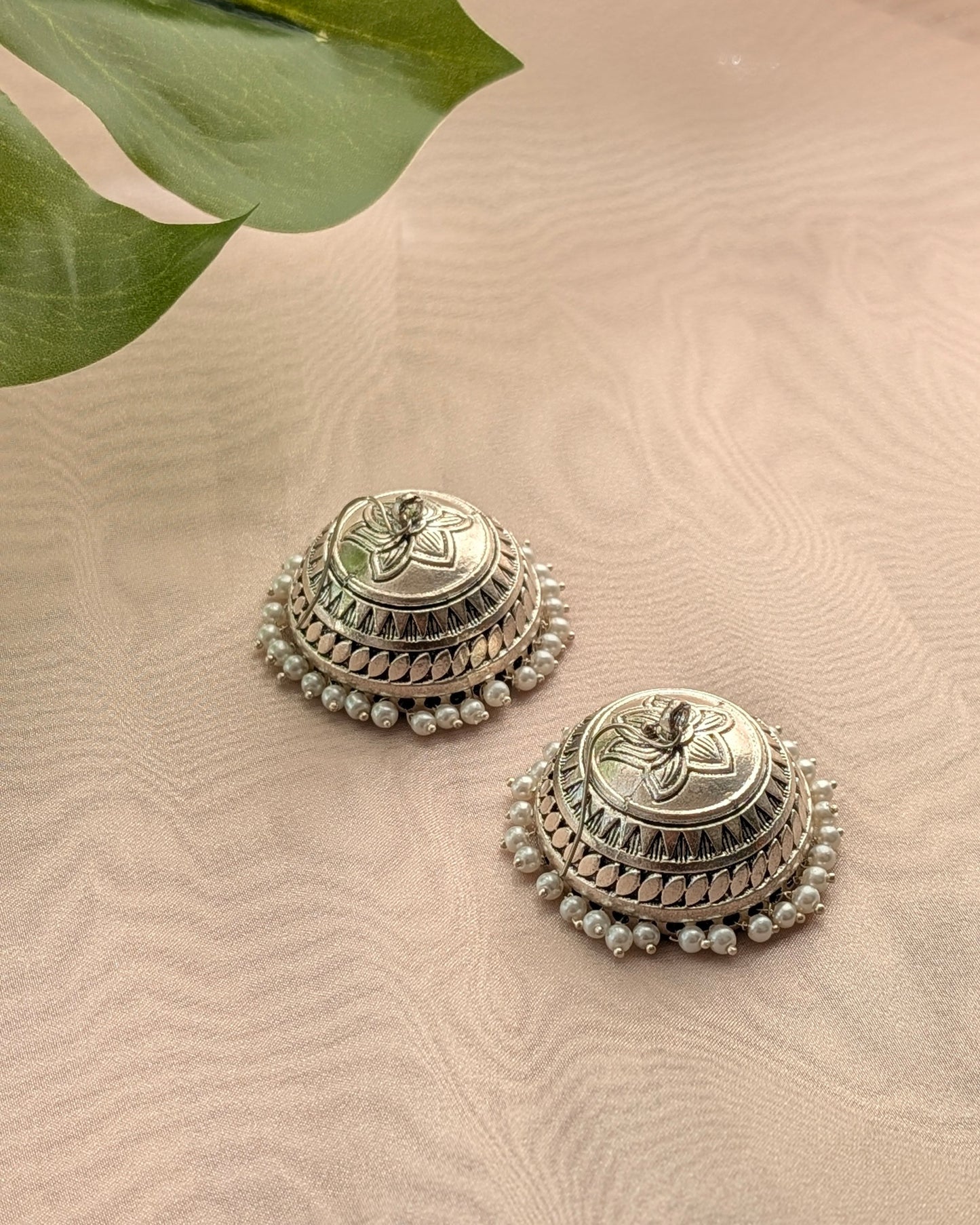 Anvi Oxidized Silver Brass Jhumka
