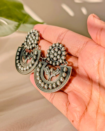 Teju Oxidized Silver Brass Chandbali