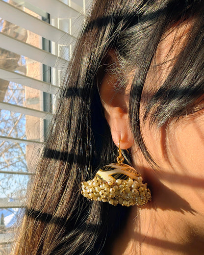 Enamel Hand Painted Pearl Cluster Jhumki