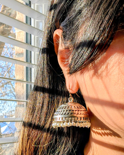 Anvi Oxidized Silver Brass Jhumka
