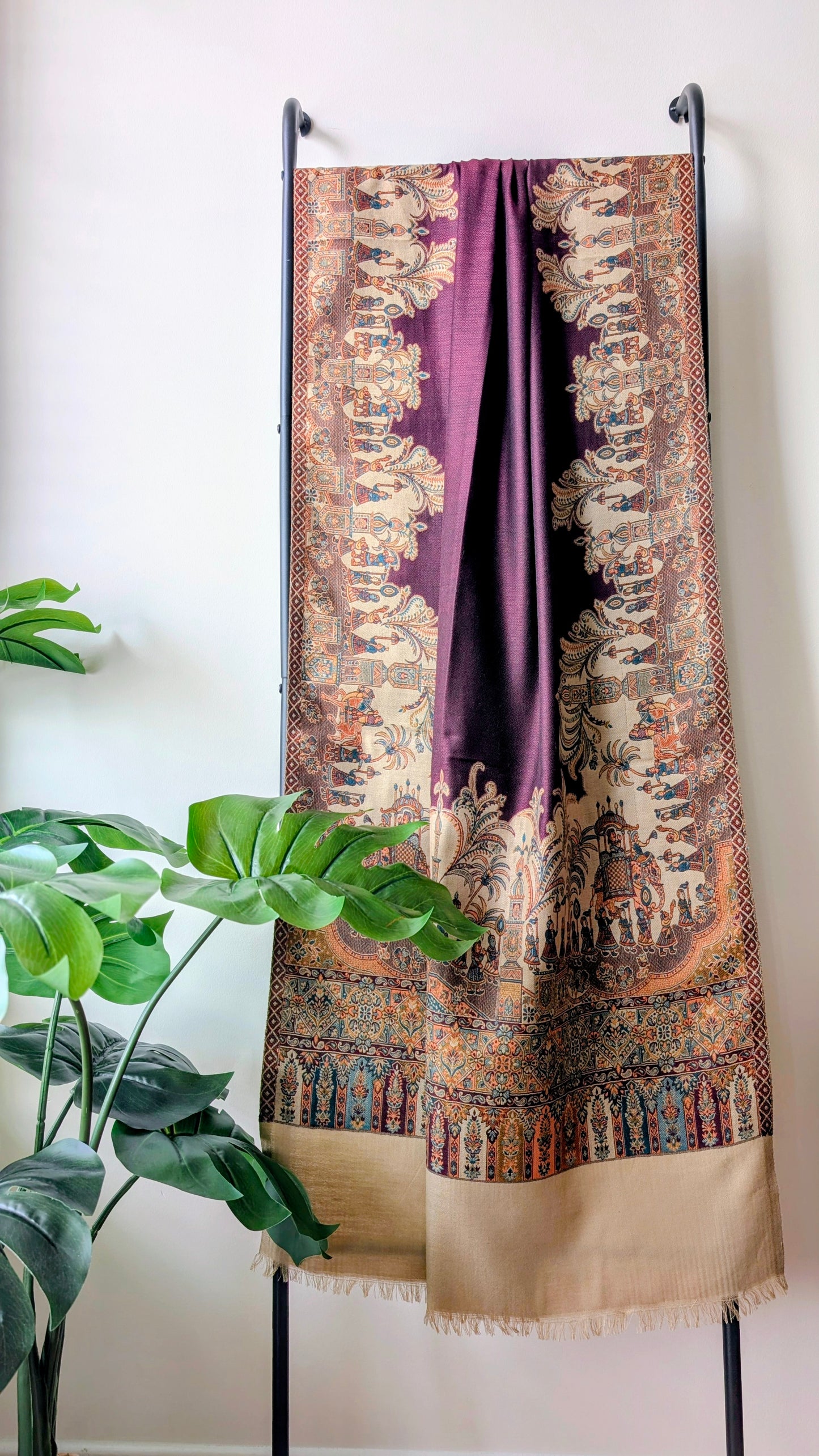 Jalsa Kashmiri Kani Woolen Stole - Plum