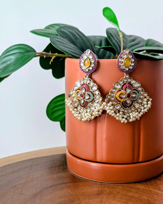 Dani Multicolored Kundan Pearl Earrings - 2