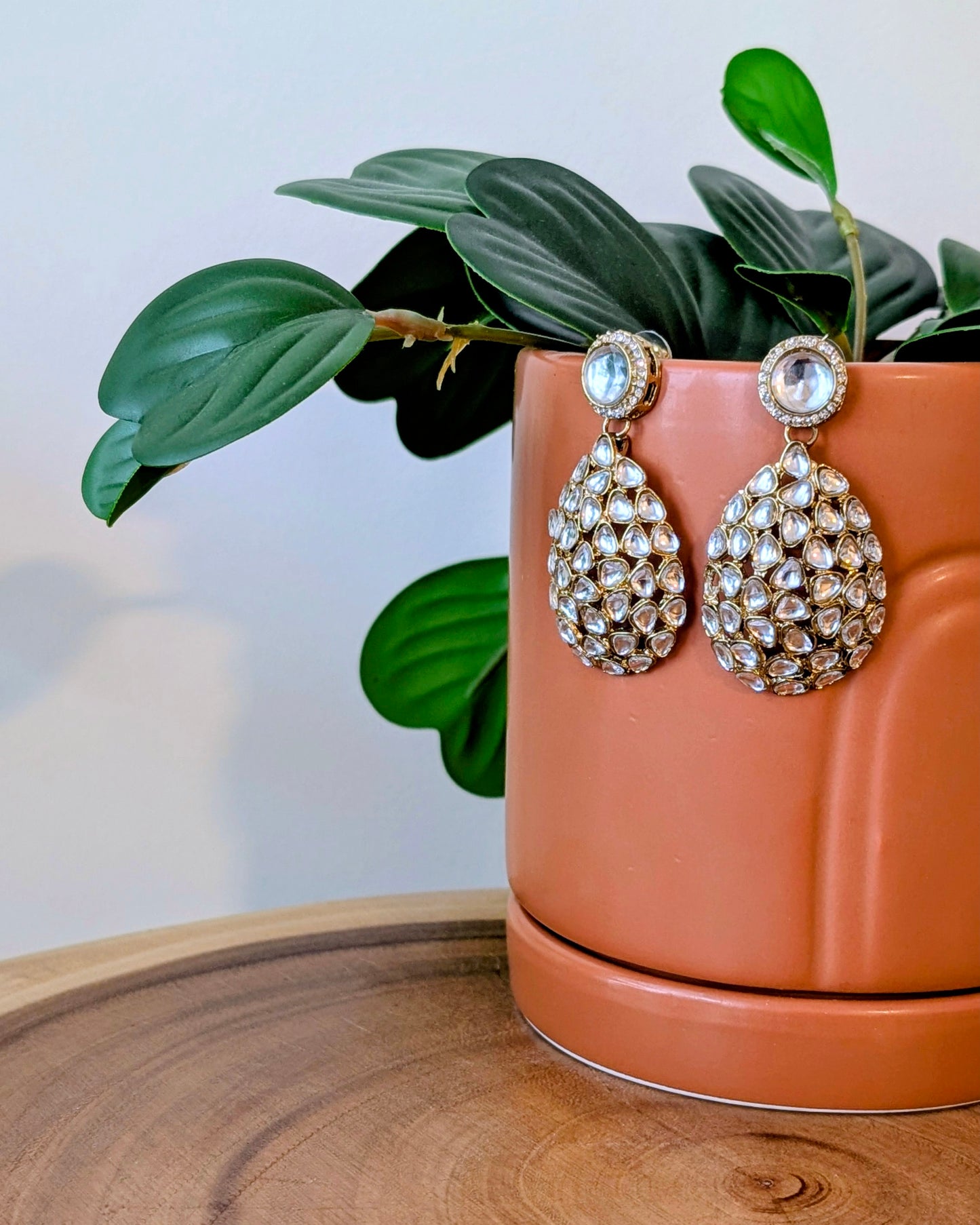 Manni Polki Kundan Drop Earrings