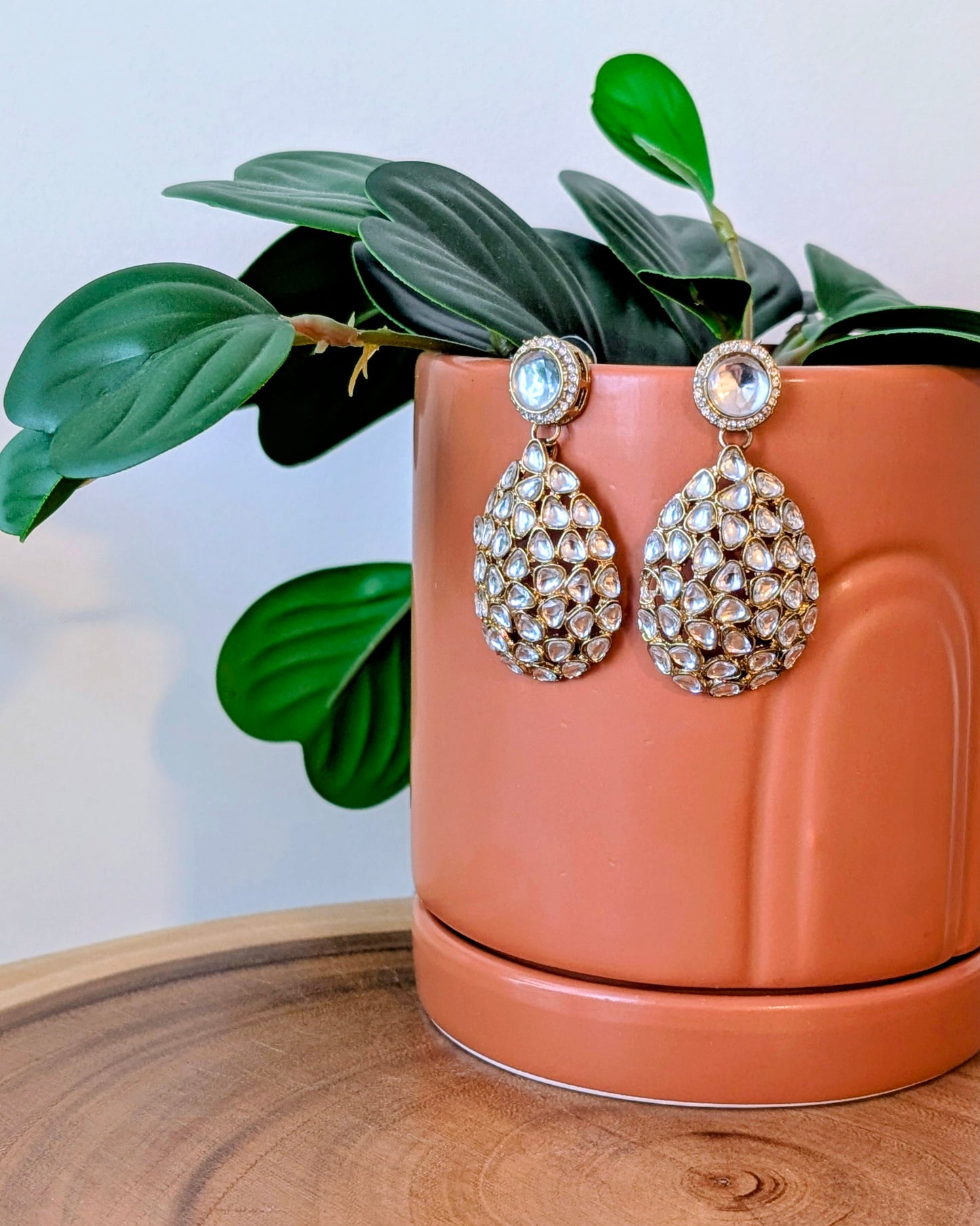 Manni Polki Kundan Drop Earrings