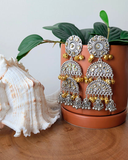 Divija Dual Tone Kundan Jhumka