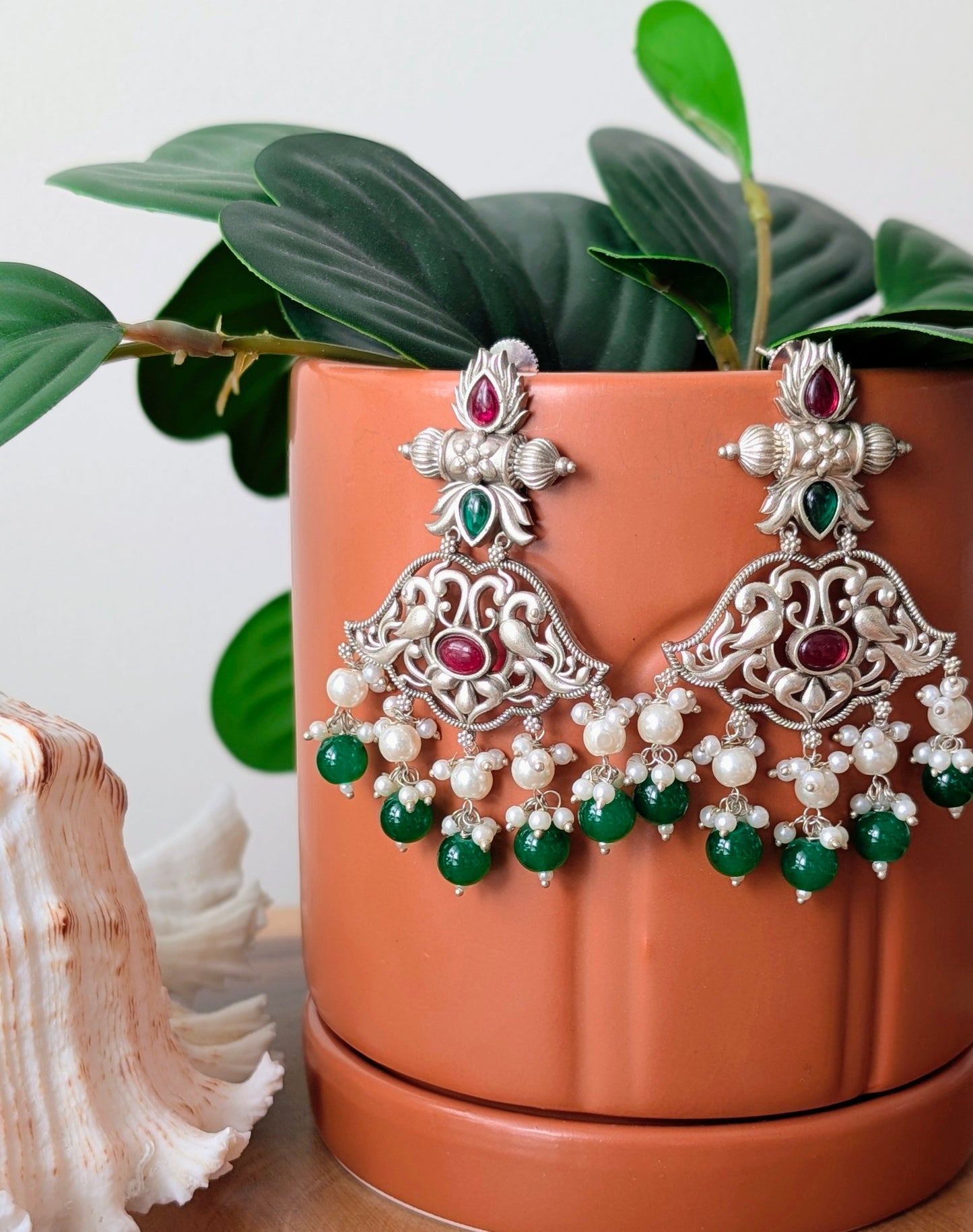 Erum Oxidized Silver Chandbali Jhumka