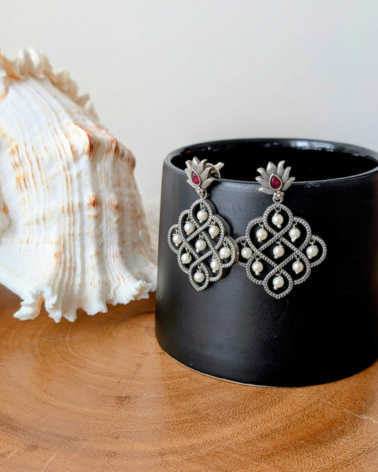 Navya Oxidized Silver Brass Chandbali