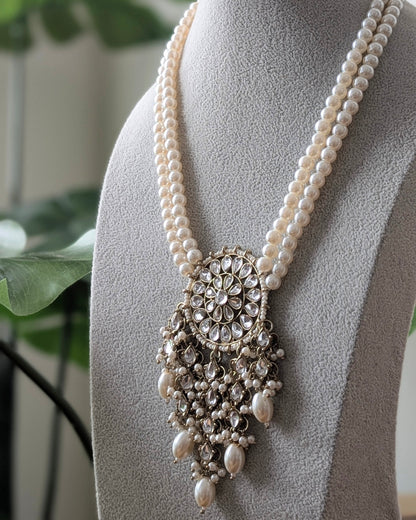 Medium Length Pearl Kundan Necklace