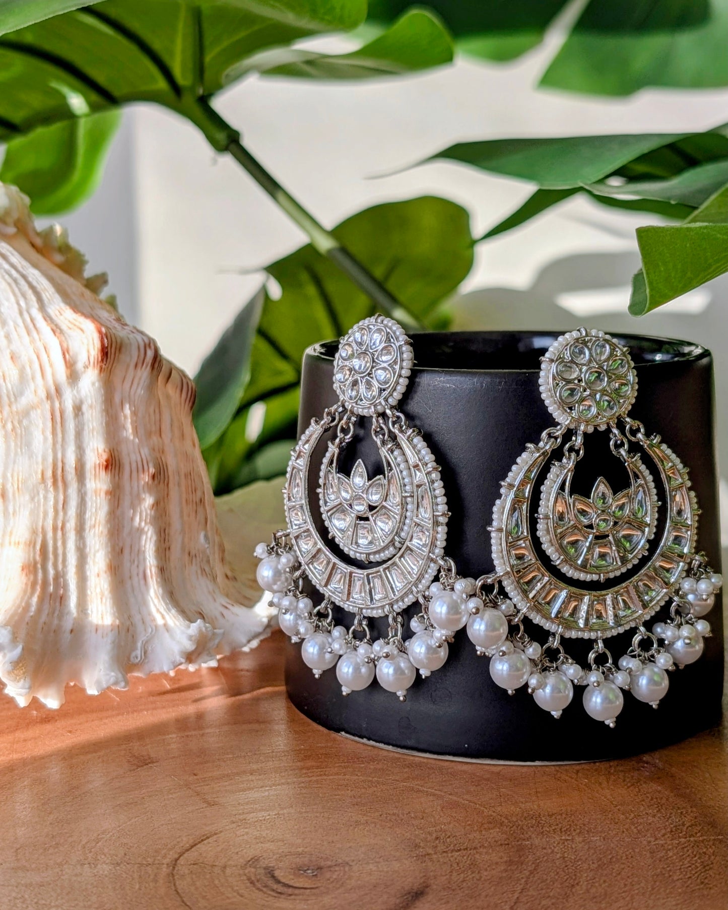 Pari Kundan Silver Chandbali Earrings