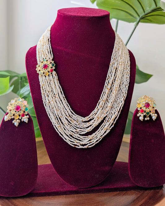 Long Pearl Kundan Necklace