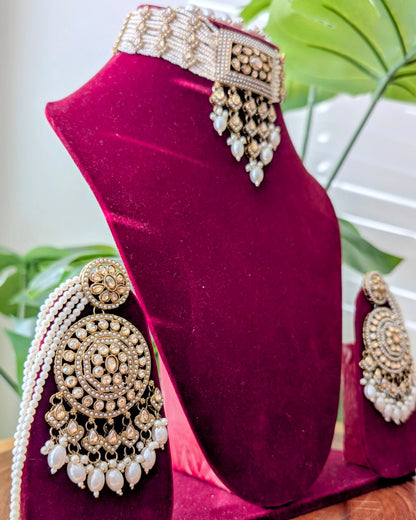 Kaneez Premium Jadau Choker - White