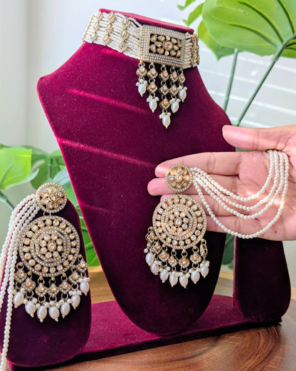 Kaneez Premium Jadau Choker - White