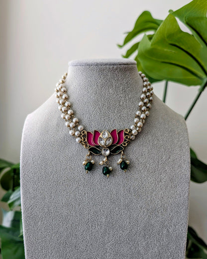 Nitika Pearl Lotus Choker Necklace