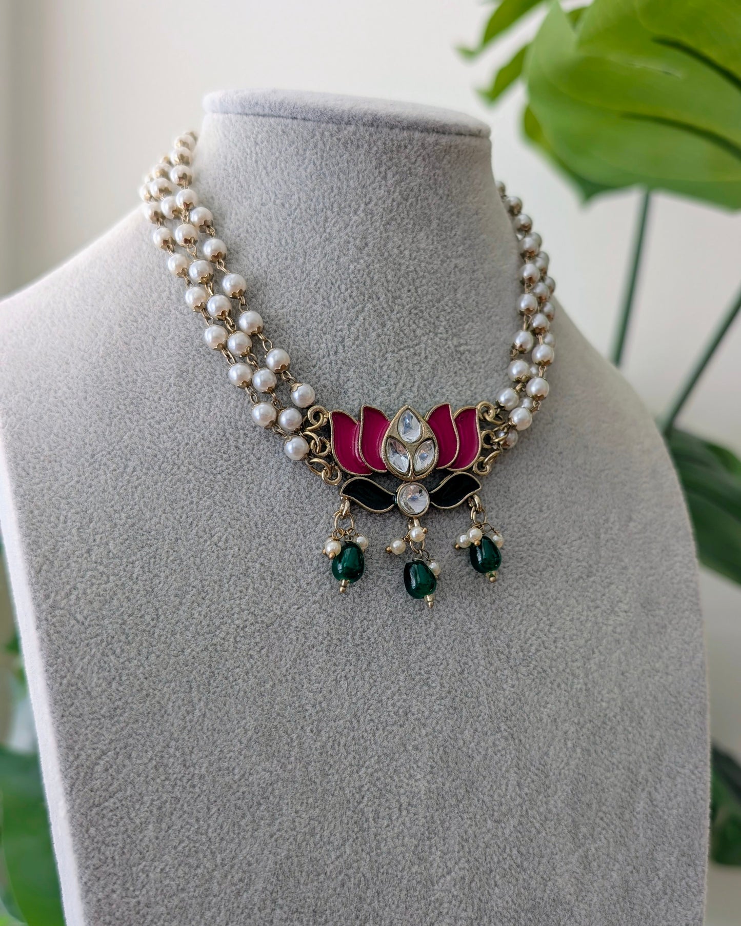 Nitika Pearl Lotus Choker Necklace