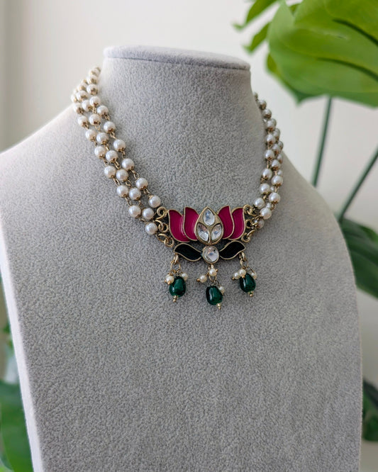 Nitika Pearl Lotus Choker Necklace