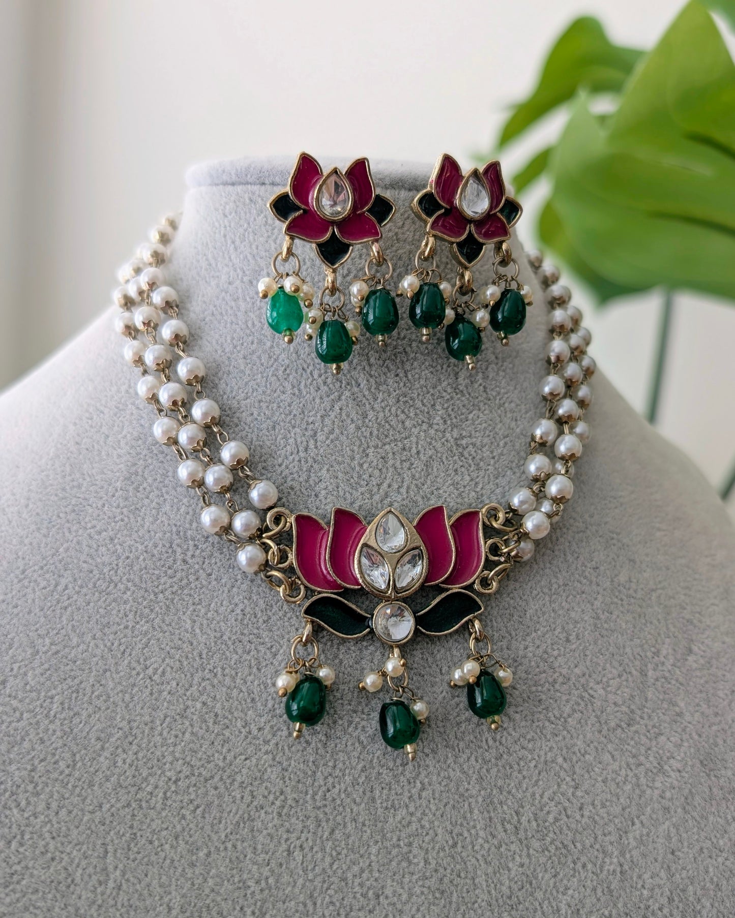 Nitika Pearl Lotus Choker Necklace