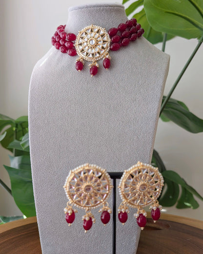 Roopam Kundan Choker Necklace - Maroon