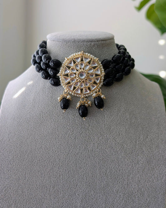 Roopam Kundan Choker Necklace - Black