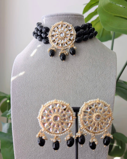 Roopam Kundan Choker Necklace - Black