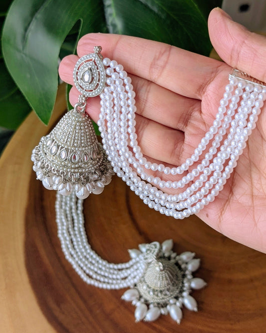 Juhi Silver Jadau Jhumka with Earchain