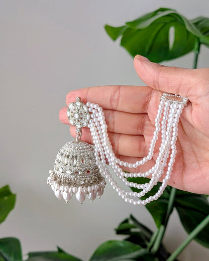Shana Silver Jadau Jhumka with Earchain