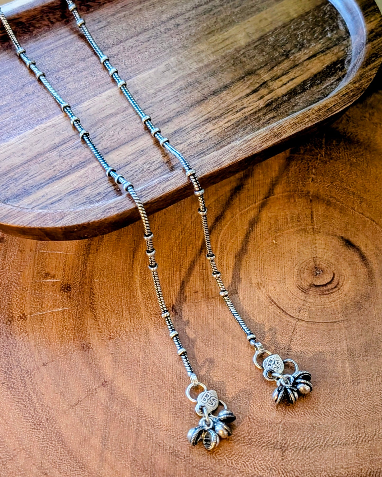 Oxidized Silver Sleek Anklets