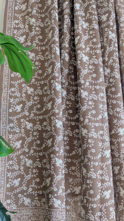 Unisex Semi Pashmina Woolen Embroidery Shawl