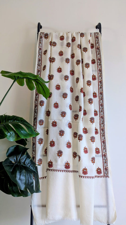 Unisex Semi Pashmina Woolen Shawl - White