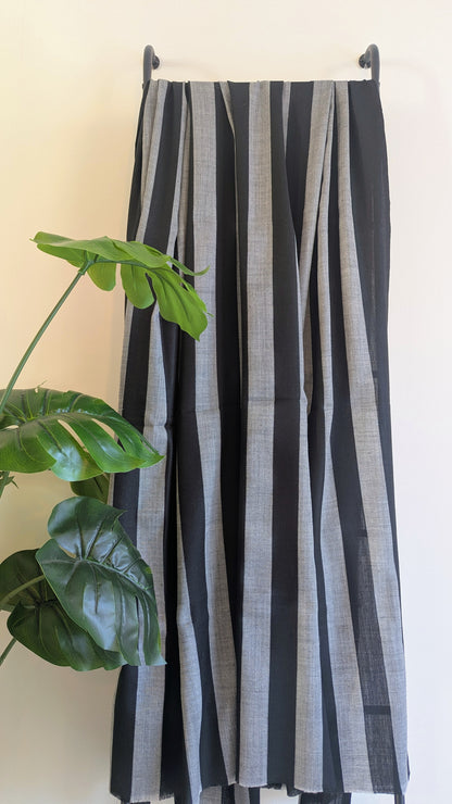 Unisex Semi Pashmina Striped Lohi - Black