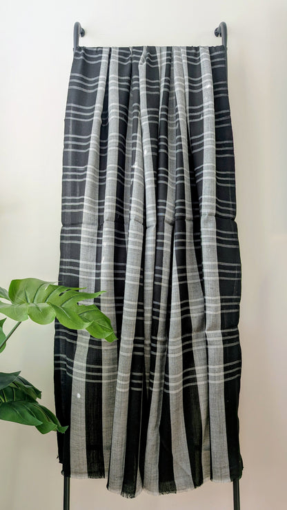 Unisex Semi Pashmina Check Lohi - Black
