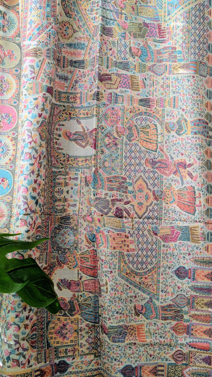 Darbar Kani Weave Zari Silk Stole - White