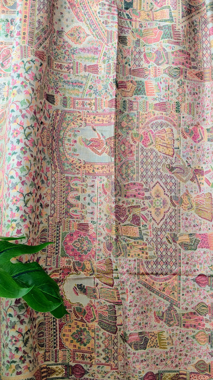 Darbar Kani Weave Zari Silk Stole - Beige